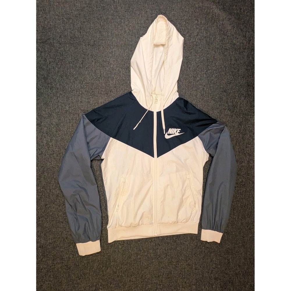 Vintage Nike Sportswear‎ Windrunner White/Blue Windbreaker Jacket Women's Medium